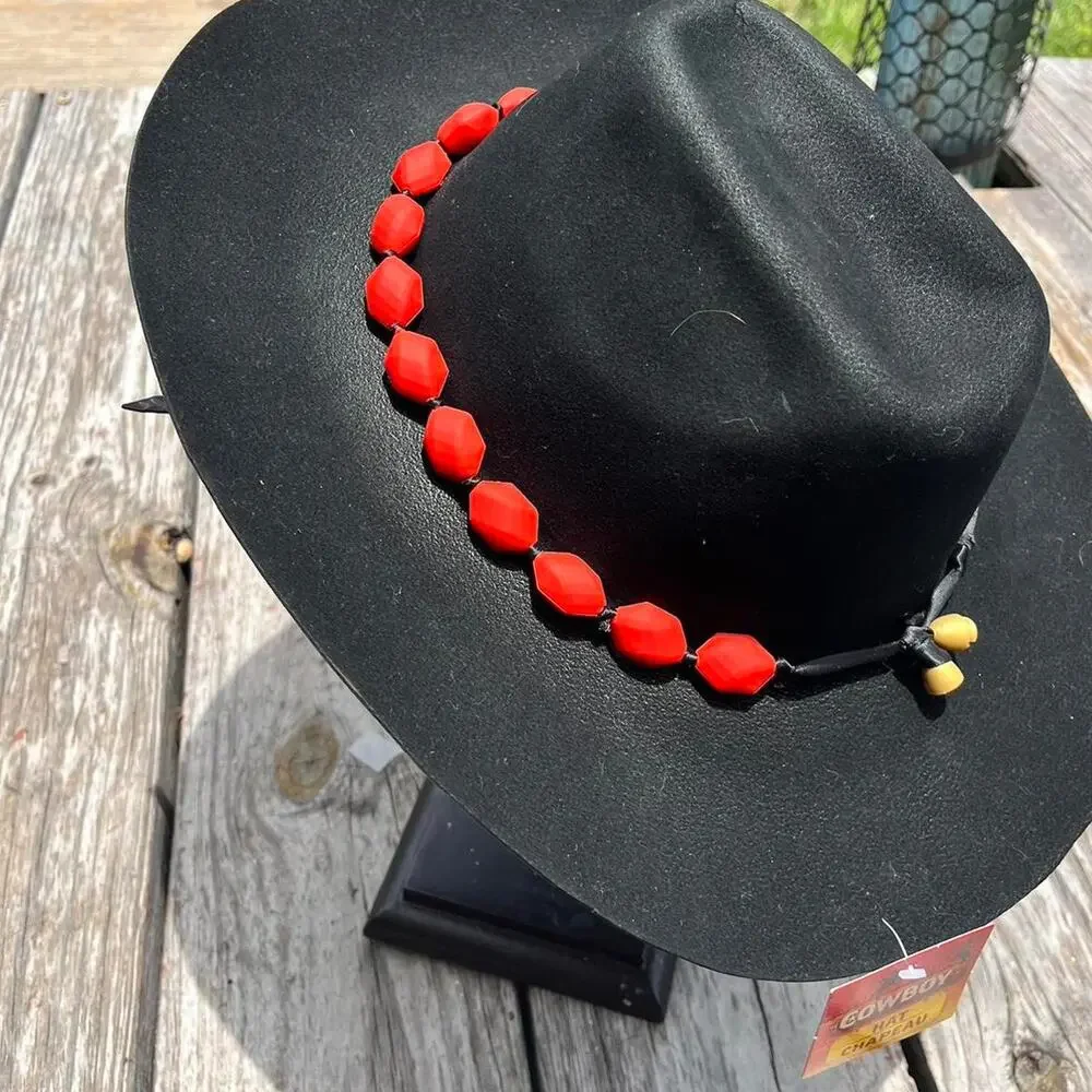 Black red cowboy hat